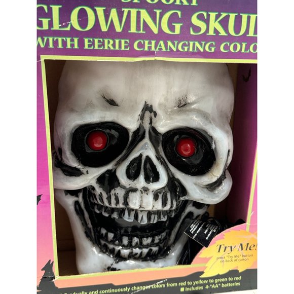 Large 13” Skeleton Skull Glowing Changing Colors Halloween Decor All Hallows Eve - Picture 3 of 3
